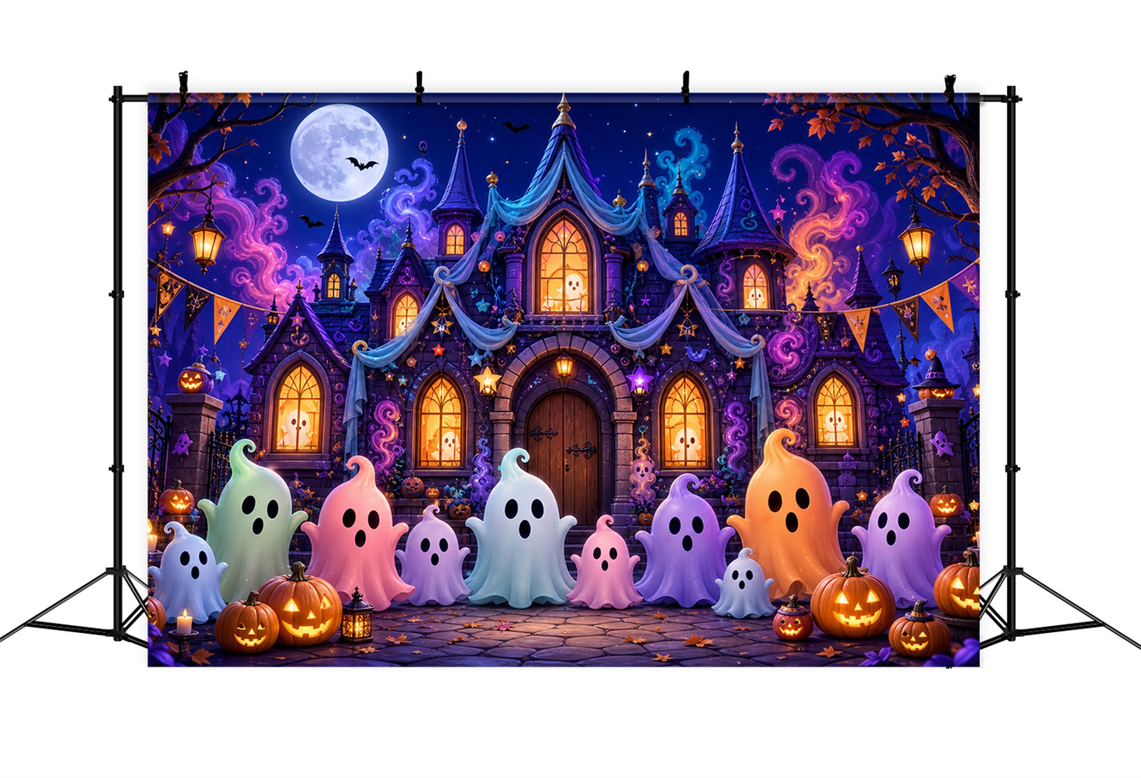 Halloween Scene Backdrop Pastel Ghost Castle Party Backdrop For Halloween UK LXX67-103