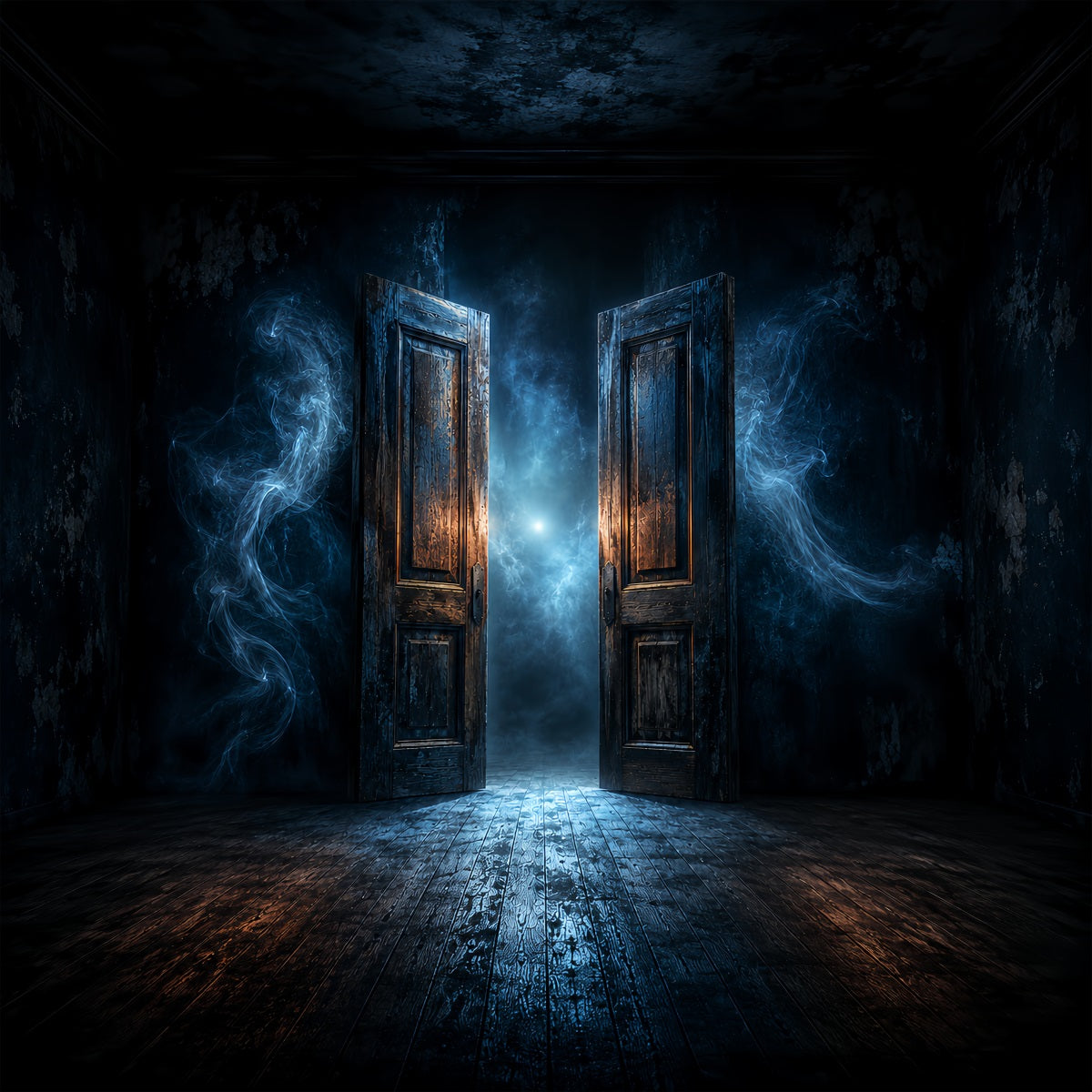 Scary Halloween Photo Backdrops Misty Open Haunted Door Happy Halloween Backdrop UK LXX67-104