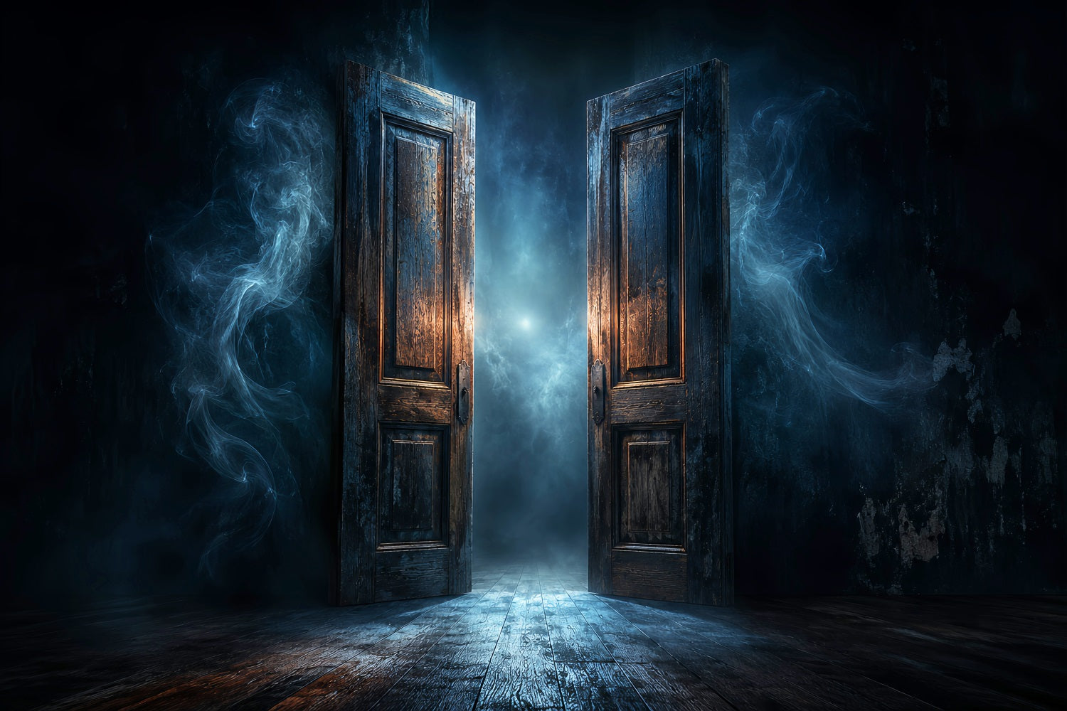 Scary Halloween Photo Backdrops Misty Open Haunted Door Happy Halloween Backdrop UK LXX67-104