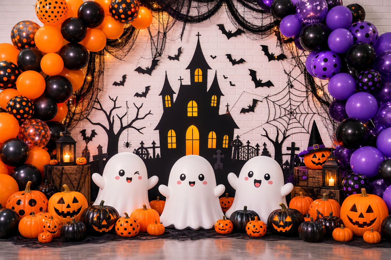 Halloween Party Picture Backdrop Ghost Pumpkin Party Wall Halloween Backdrop UK LXX67-108