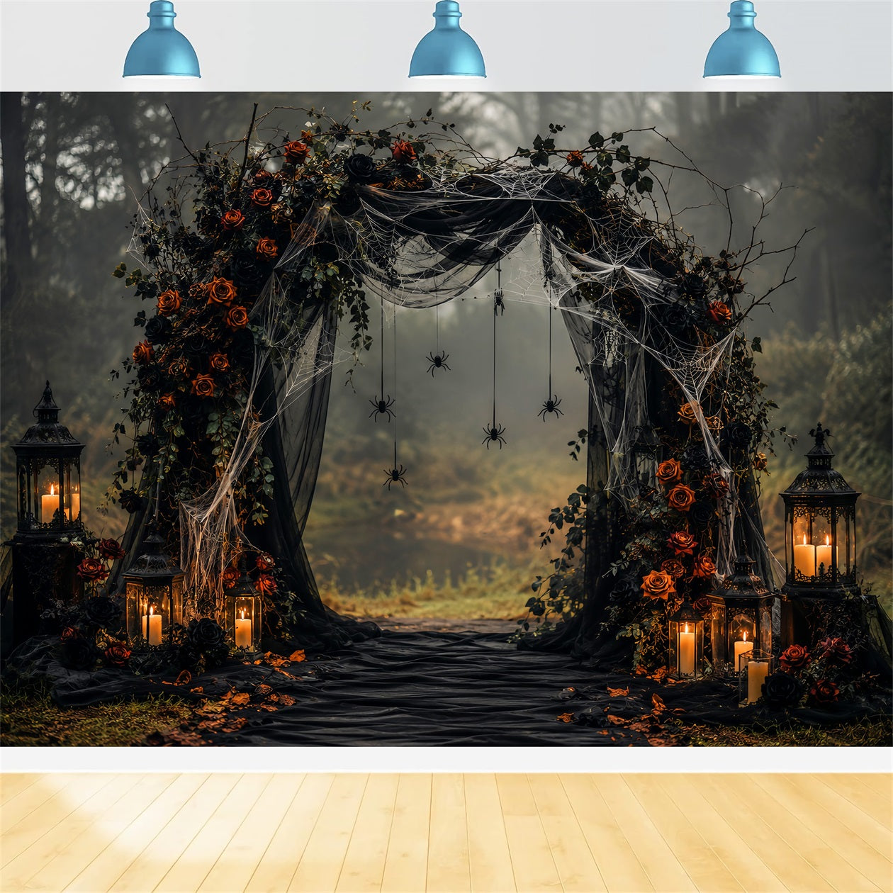 Halloween Wedding Backdrop Gothic Rose Spider Arch Halloween Photo Backdrop UK LXX67-110