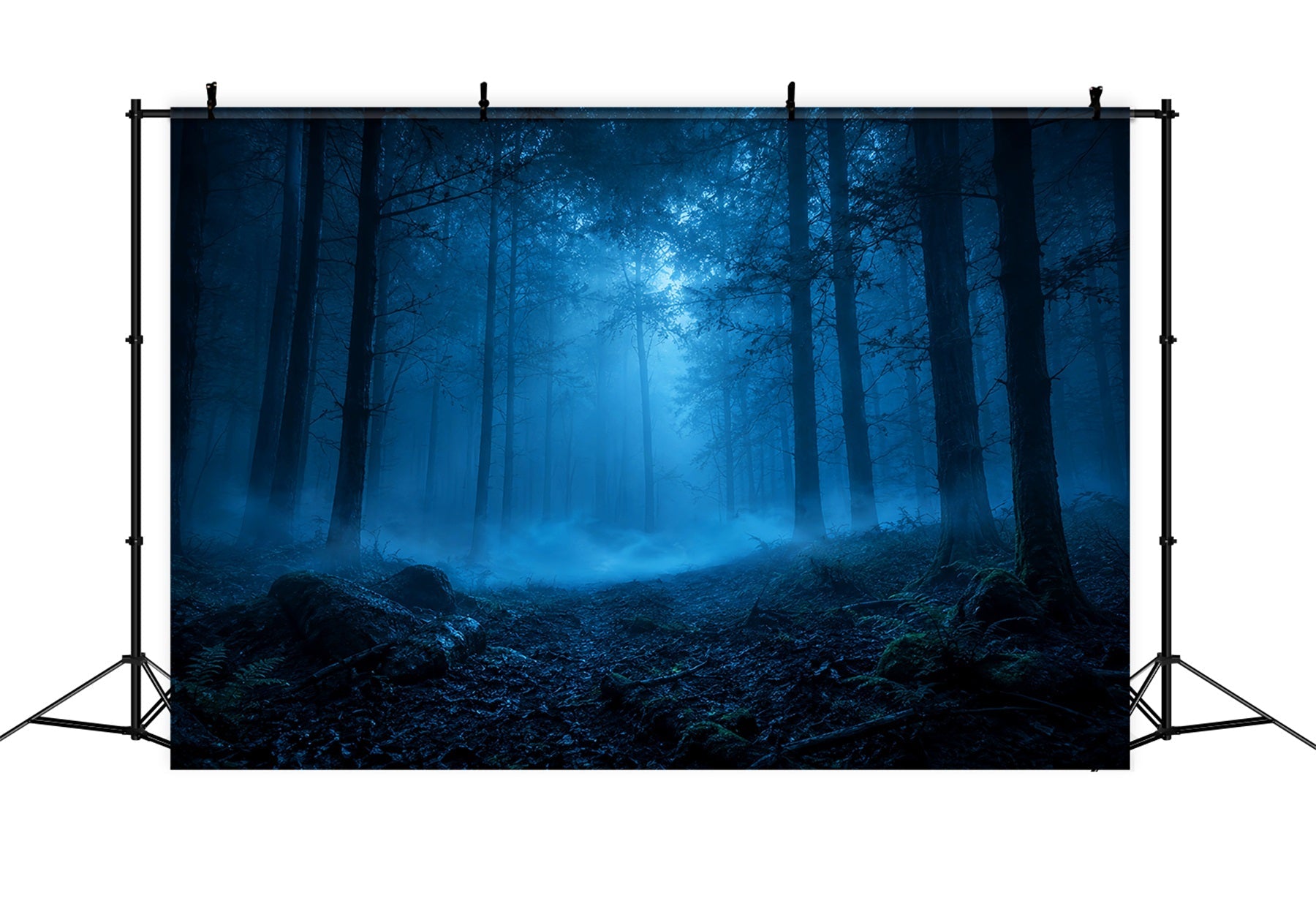 Halloween Forest Backdrop Moonlit Blue Mist Forest Vintage Halloween Backdrop UK LXX67-141