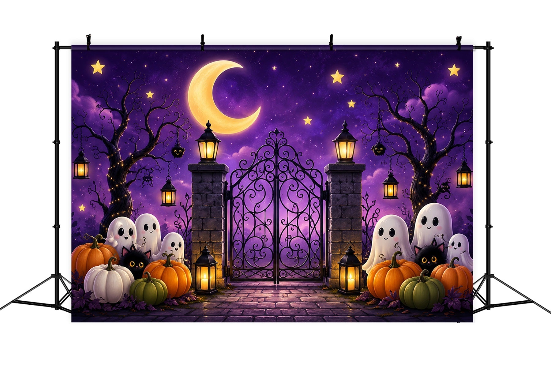 Halloween Arch Backdrop Cute Ghost Pumpkin Gate Large Halloween Backdrops UK LXX67-142