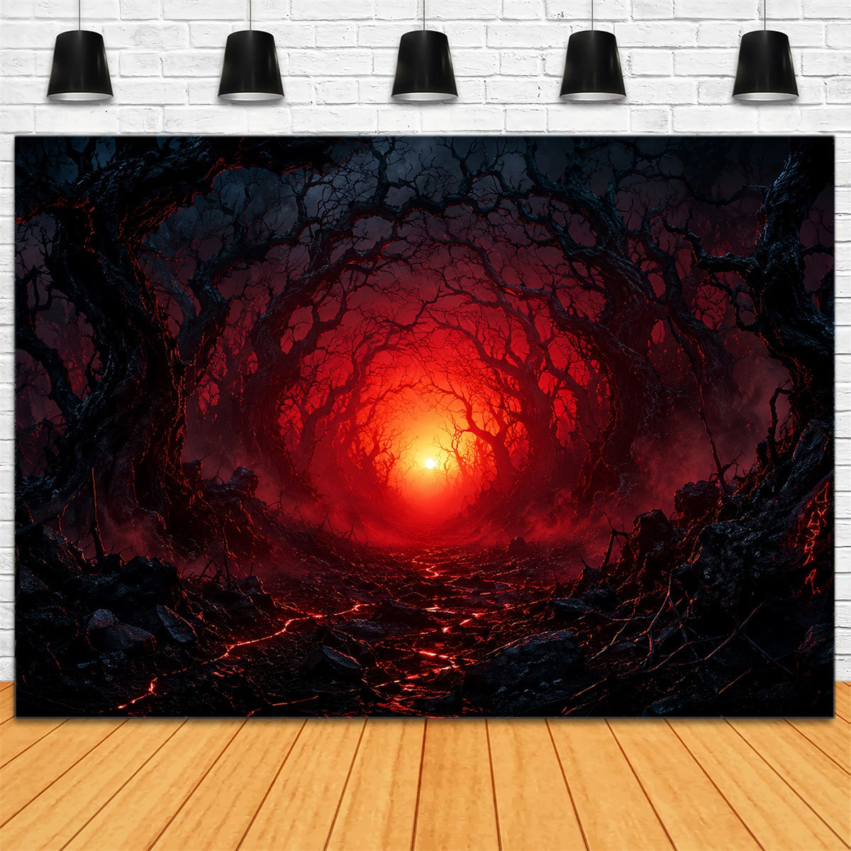 Halloween Party Backdrop Ideas Crimson Haunted Forest Tunnel Halloween Scary Backdrops UK LXX67-147