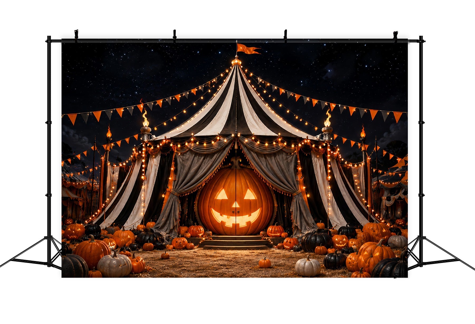 Halloween Carnival Backdrop Pumpkin Carnival Circus Tent DIY Halloween Backdrop UK LXX67-149