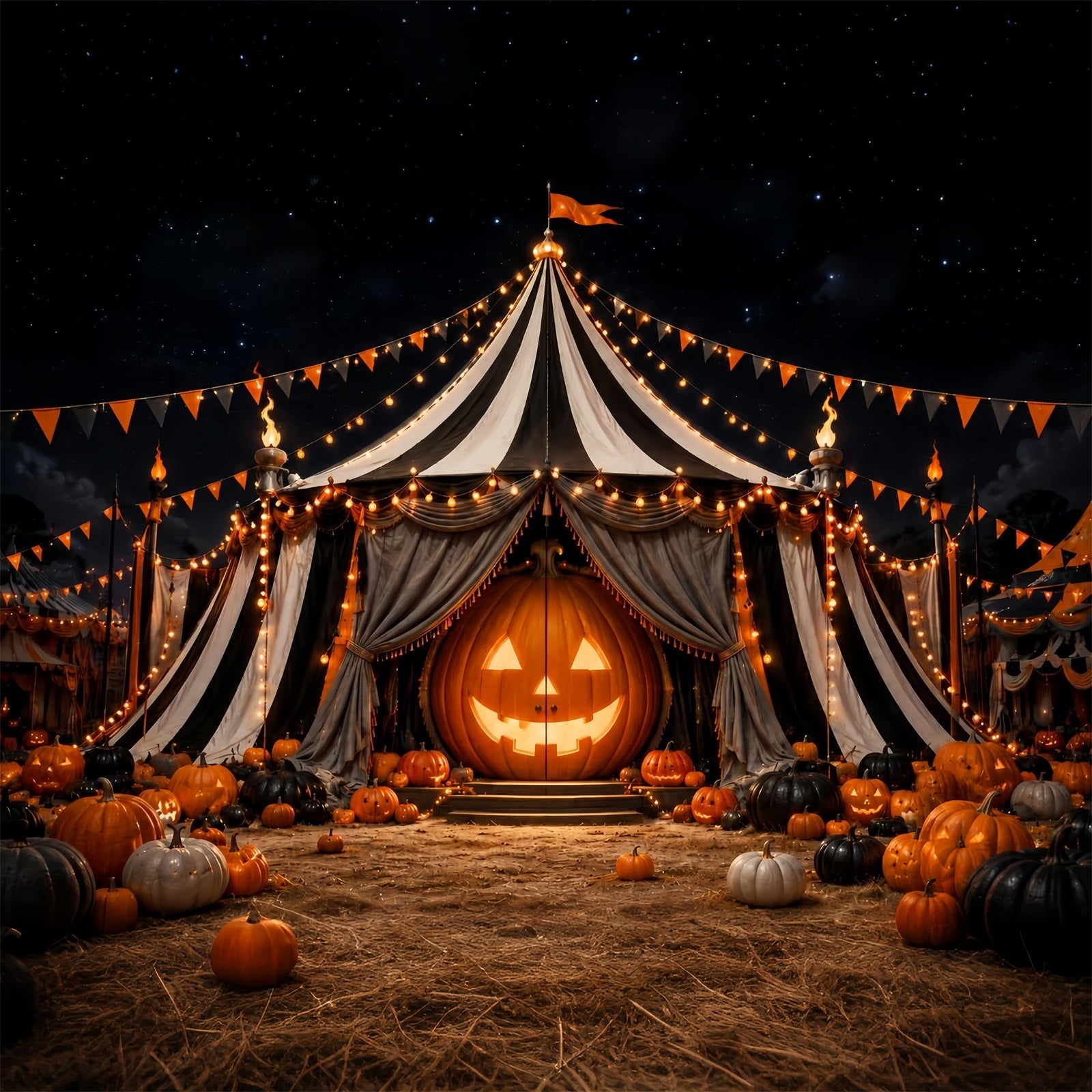 Halloween Carnival Backdrop Pumpkin Carnival Circus Tent DIY Halloween Backdrop UK LXX67-149