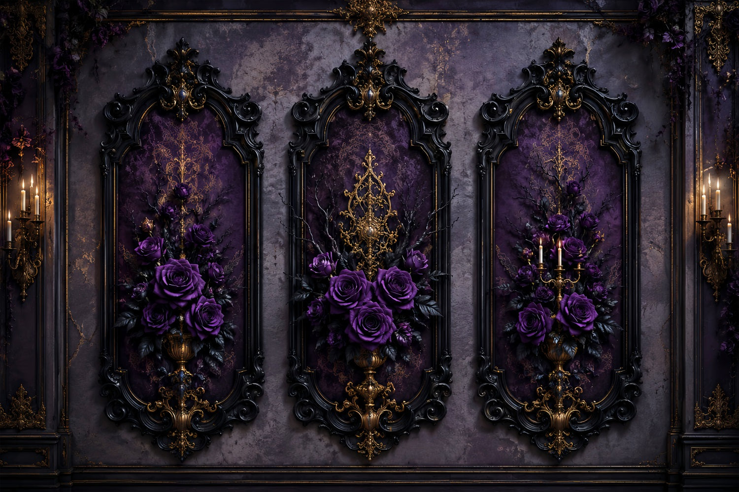 Halloween Backdrop Ideas DIY Purple Rose Gothic Panels Purple Halloween Backdrop UK LXX67-153