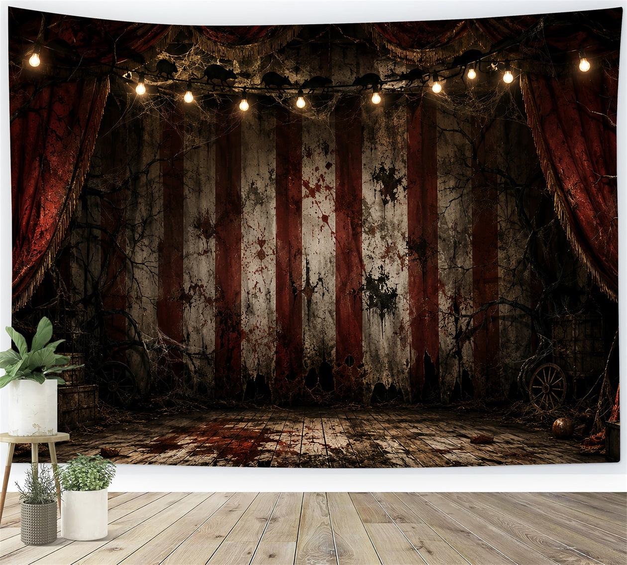 Halloween Clown Backdrop Bloody Circus Curtain Stage Halloween Fabric Backdrop UK LXX67-158