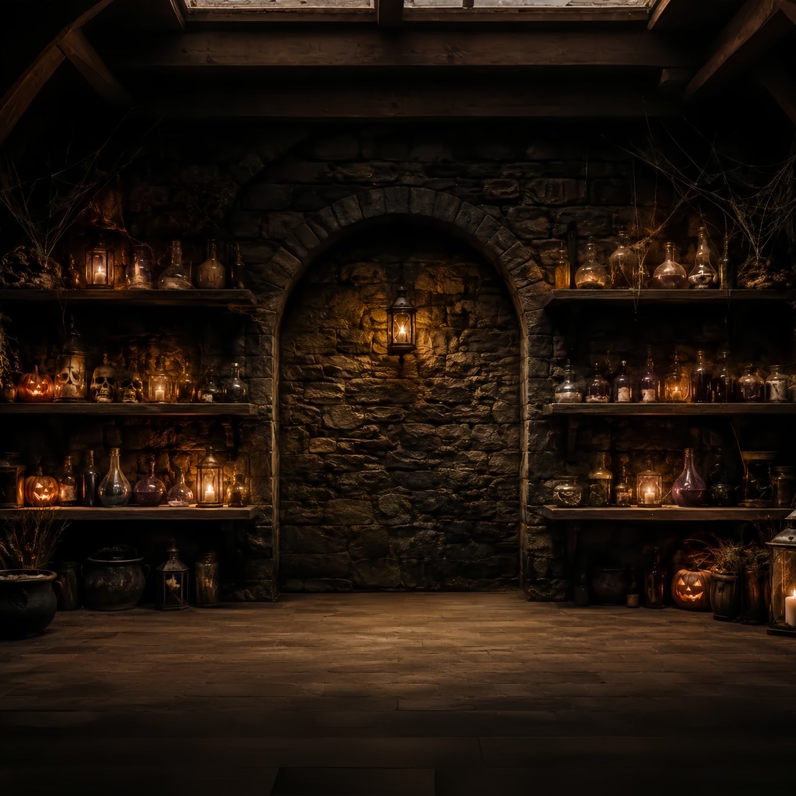 Halloween Backdrop Photos Potion Bottle Stone Cellar DIY Halloween Photo Backdrop UK LXX67-159