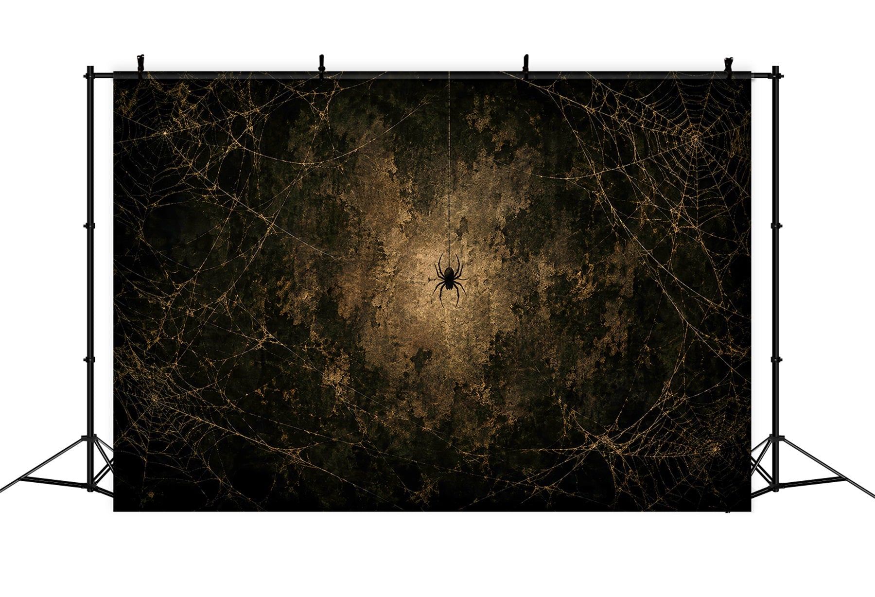 Halloween Backdrop Photo Golden Spiderweb Grunge Wall Halloween Party Backdrop UK LXX67-169
