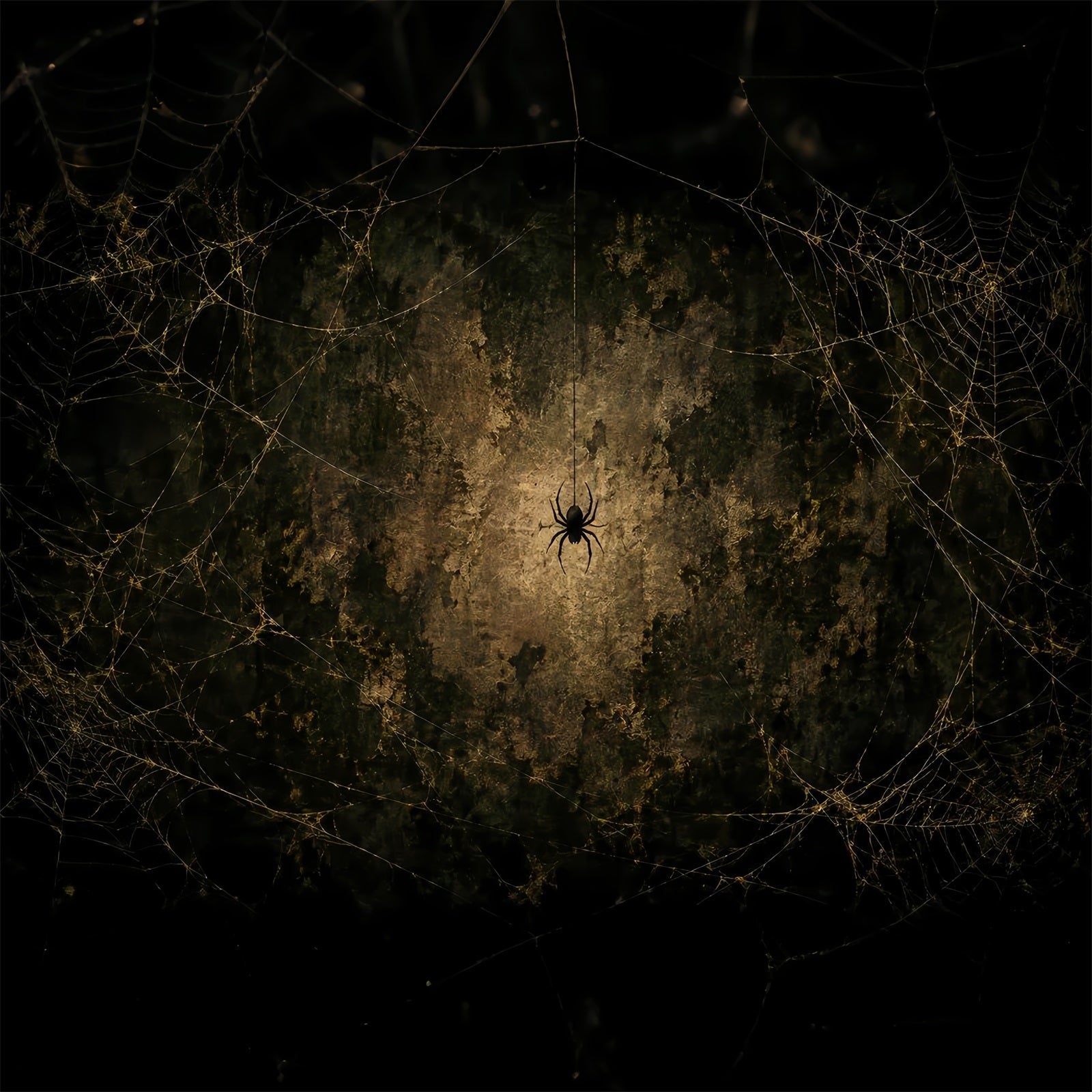 Halloween Backdrop Photo Golden Spiderweb Grunge Wall Halloween Party Backdrop UK LXX67-169