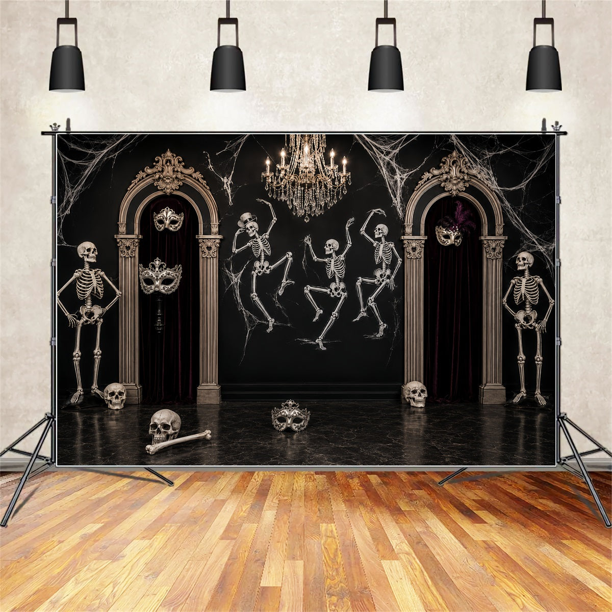 Halloween Ghost Backdrop Skeleton Masquerade Ballroom Dance Scary Halloween Backdrop UK LXX67-177
