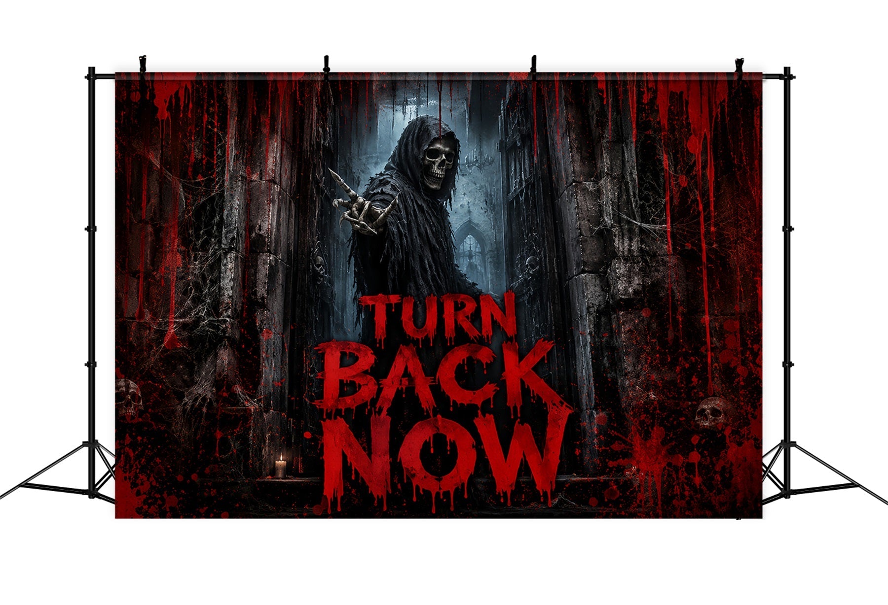 Halloween Spooky Backdrop Bloody Reaper Gothic Warning Spooky Halloween Backdrops UK LXX67-183