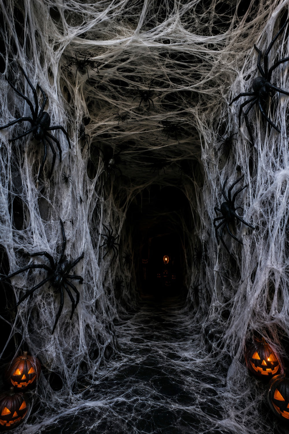 Fabric Halloween Backdrop Spiderweb Pumpkin Horror Tunnel Halloween Backdrop For Pictures UK LXX67-188