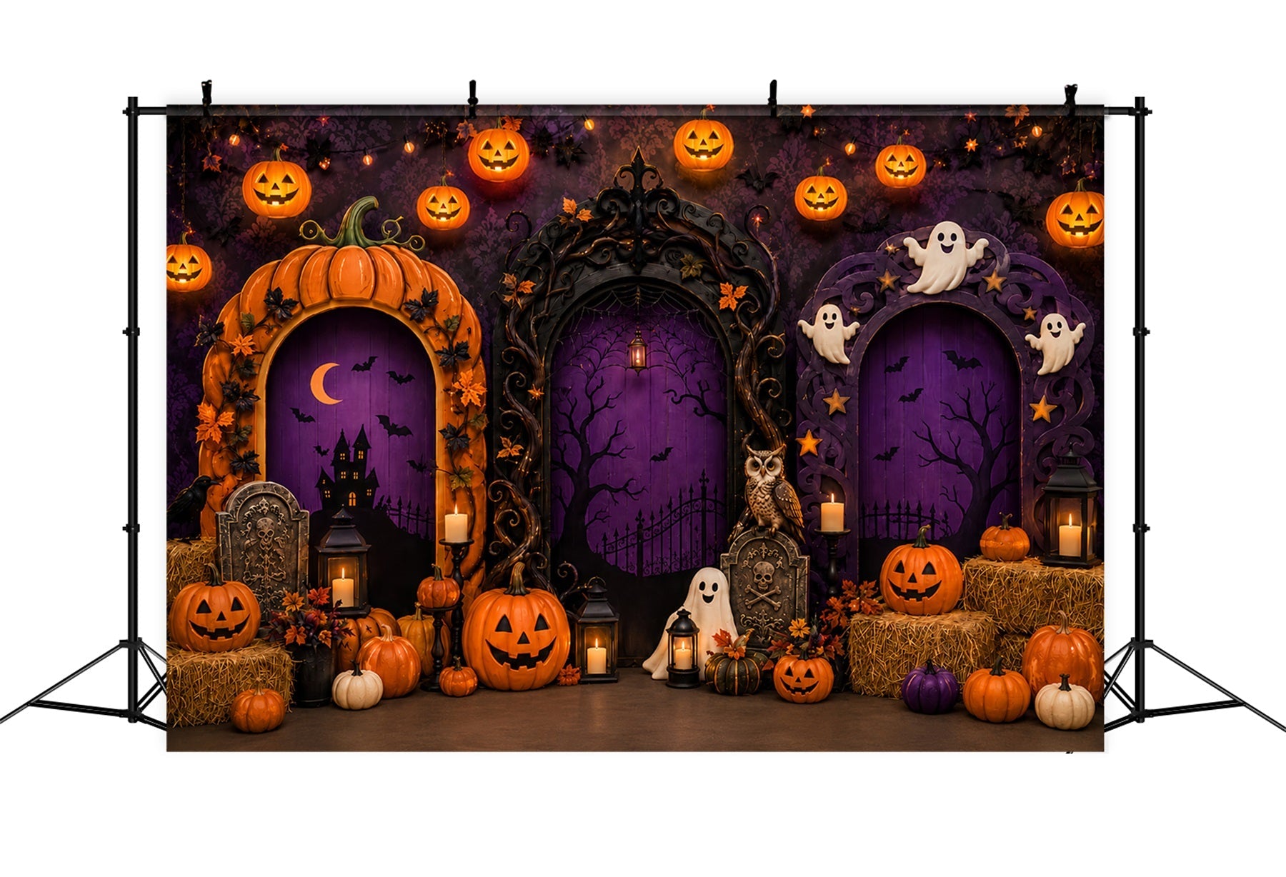 Halloween Arch Backdrop Pumpkin Ghost Gothic Archways Large Halloween Backdrops UK LXX67-192