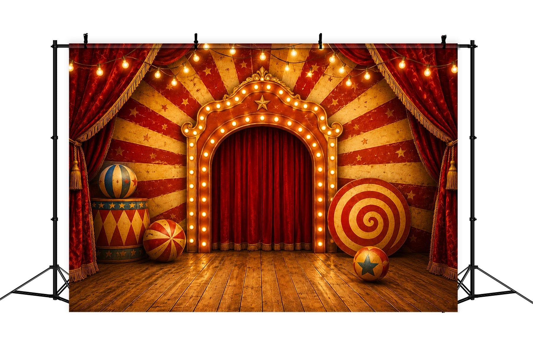 Halloween Stage Backdrop Vintage Circus Stage Entrance Halloween Photography Backdrops UK LXX67-194