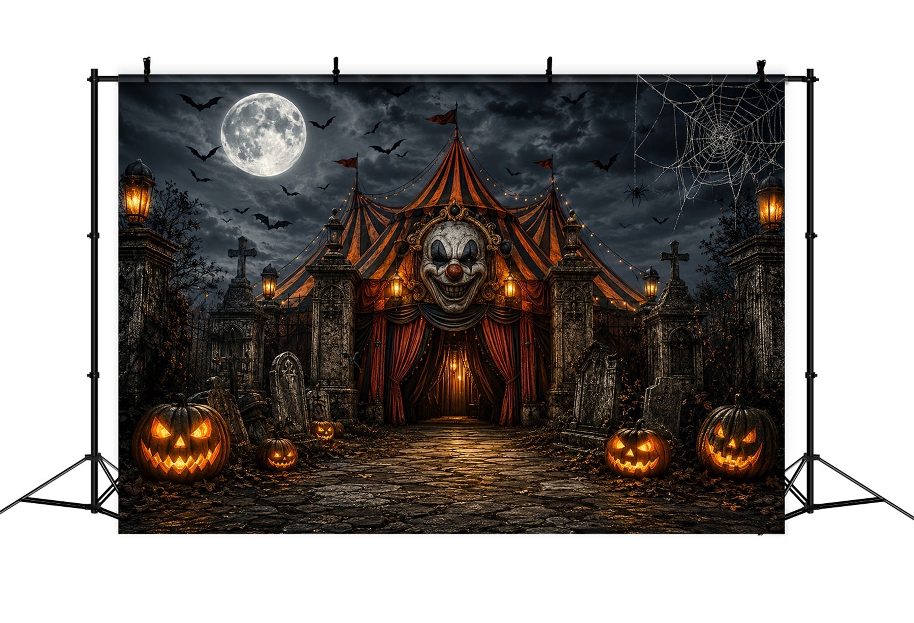 Halloween Carnival Backdrop Sinister Clown Graveyard Circus DIY Halloween Backdrop UK LXX67-199