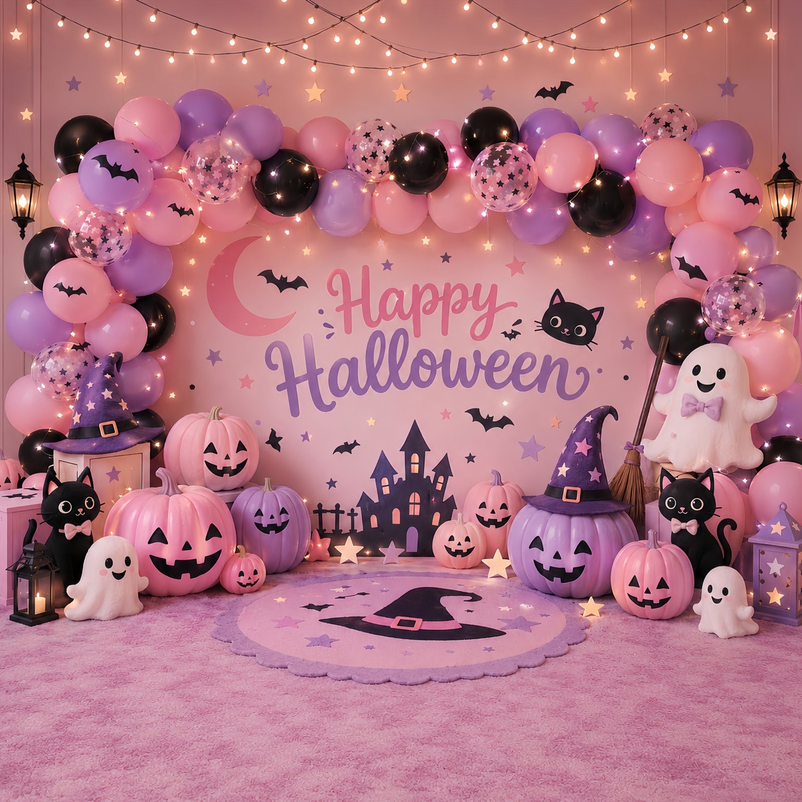 DIY Halloween Photo Booth Backdrop Pastel Ghost Pumpkin Party 10x10 Halloween Backdrop UK LXX67-200