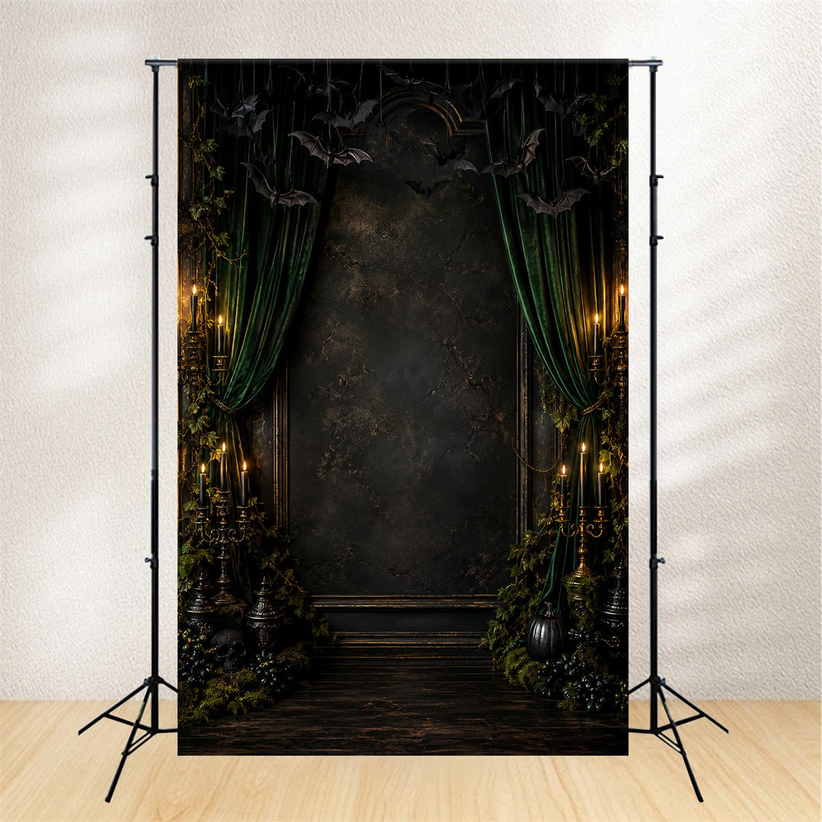 Halloween Scene Backdrop Emerald Bat Candle Chamber Backdrop For Halloween UK LXX67-205