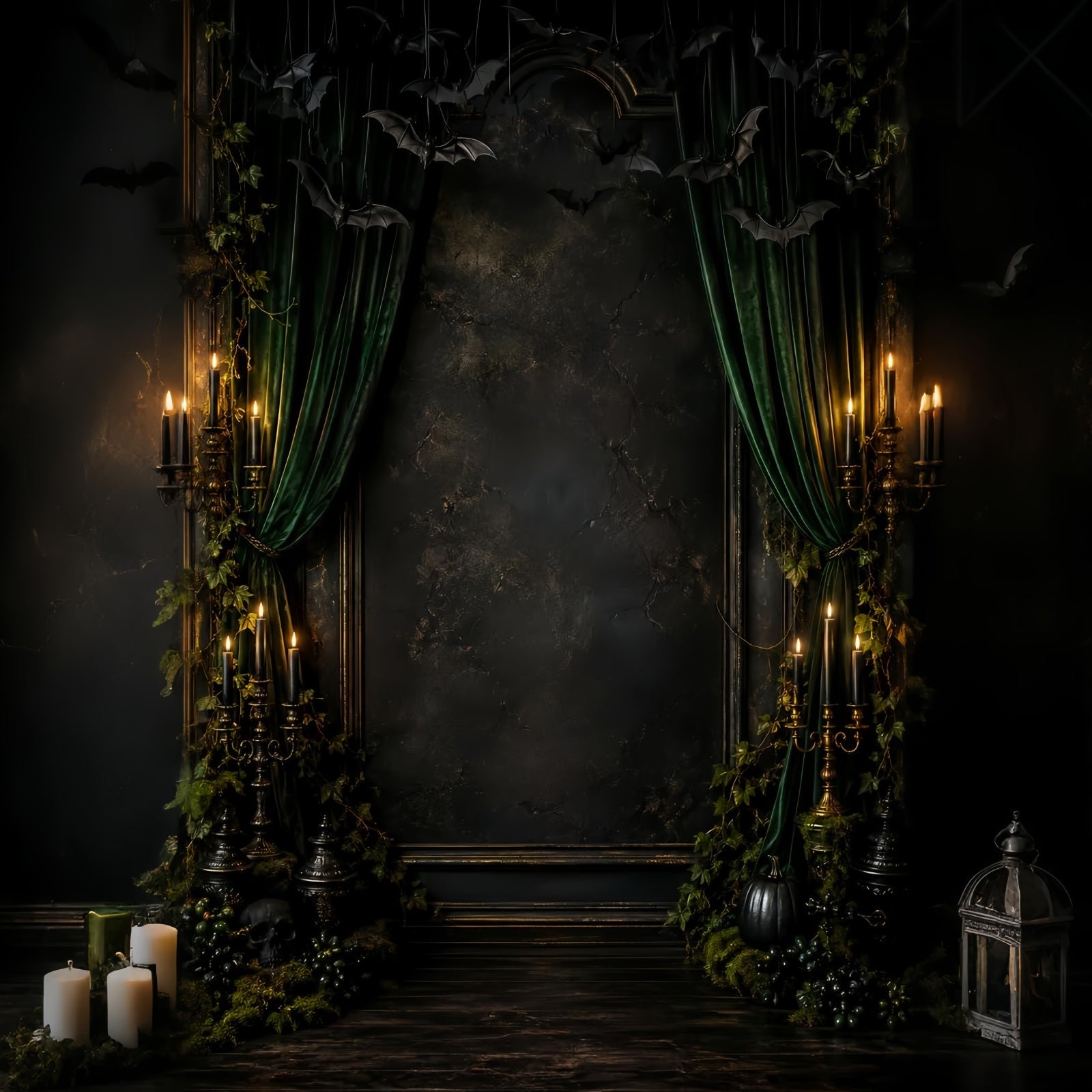 Halloween Scene Backdrop Emerald Bat Candle Chamber Backdrop For Halloween UK LXX67-205