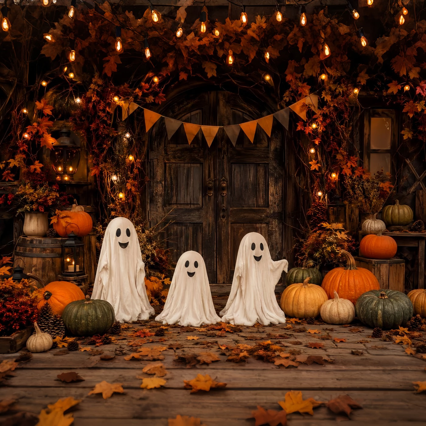 Haunted Mansion Backdrop Rustic Ghost Pumpkin Doorway Gothic Backdrop UK LXX67-214