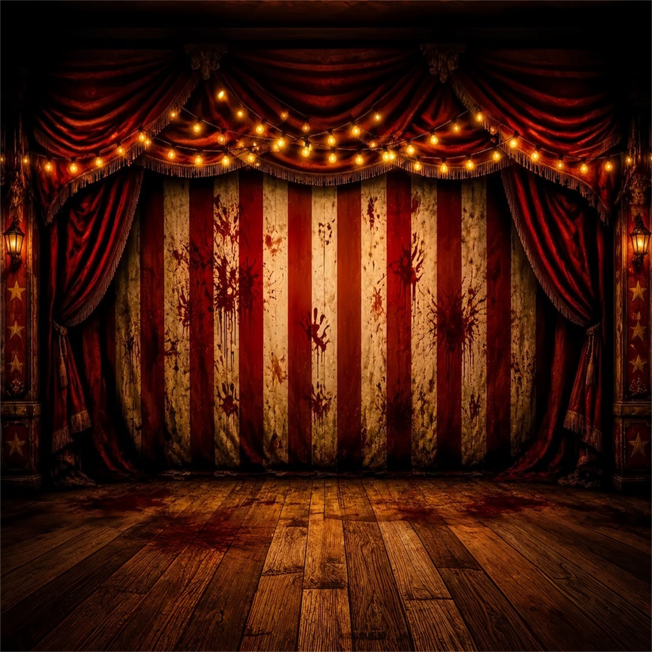 Halloween Backdrop Outdoor Bloody Circus Curtain Stage Photo Backdrop Halloween UK LXX67-22