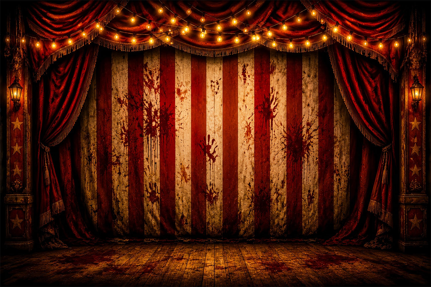 Halloween Backdrop Outdoor Bloody Circus Curtain Stage Photo Backdrop Halloween UK LXX67-22