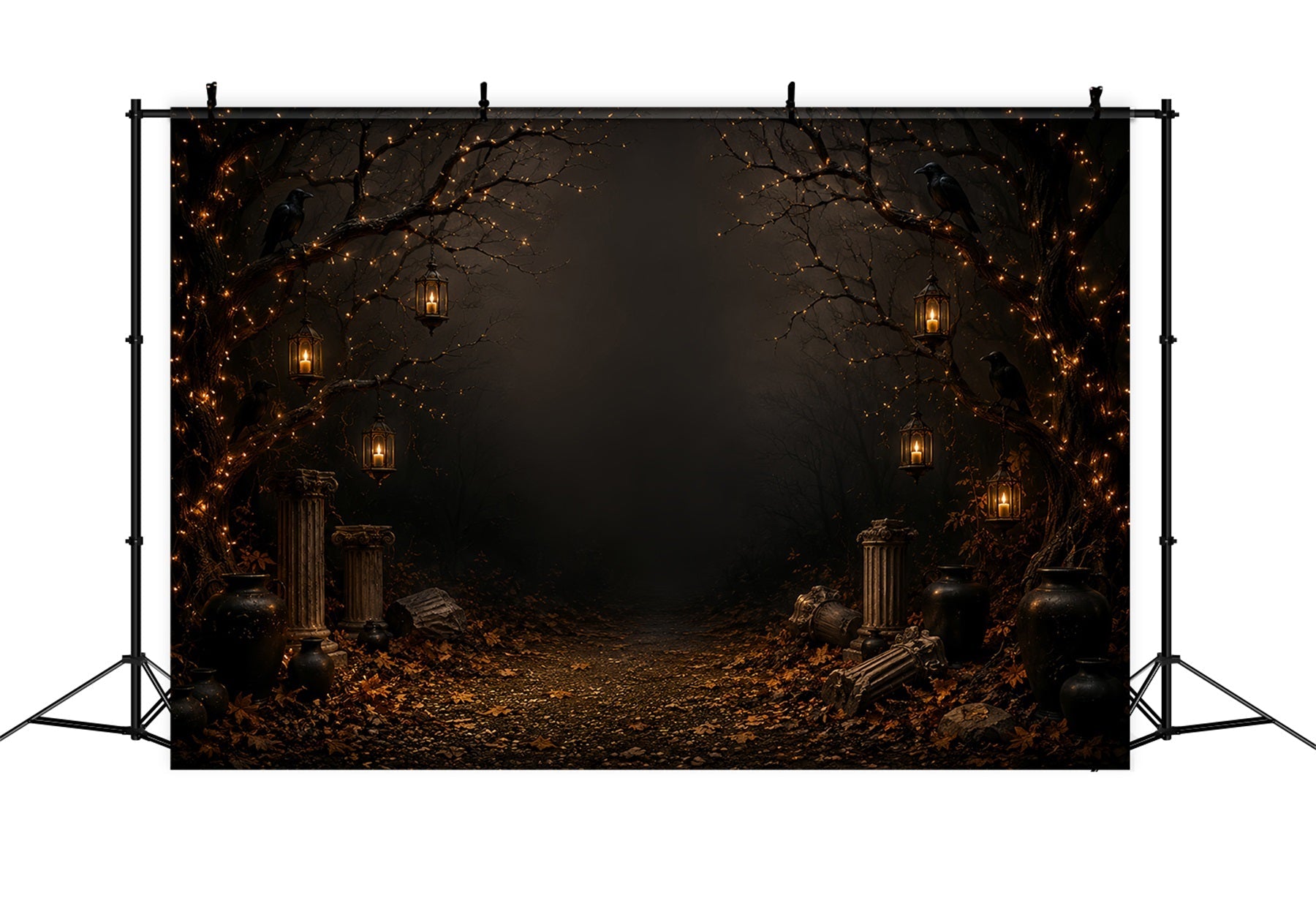 Ghost Backdrop Candlelit Raven Forest Path Gothic Photo Backdrop UK LXX67-221