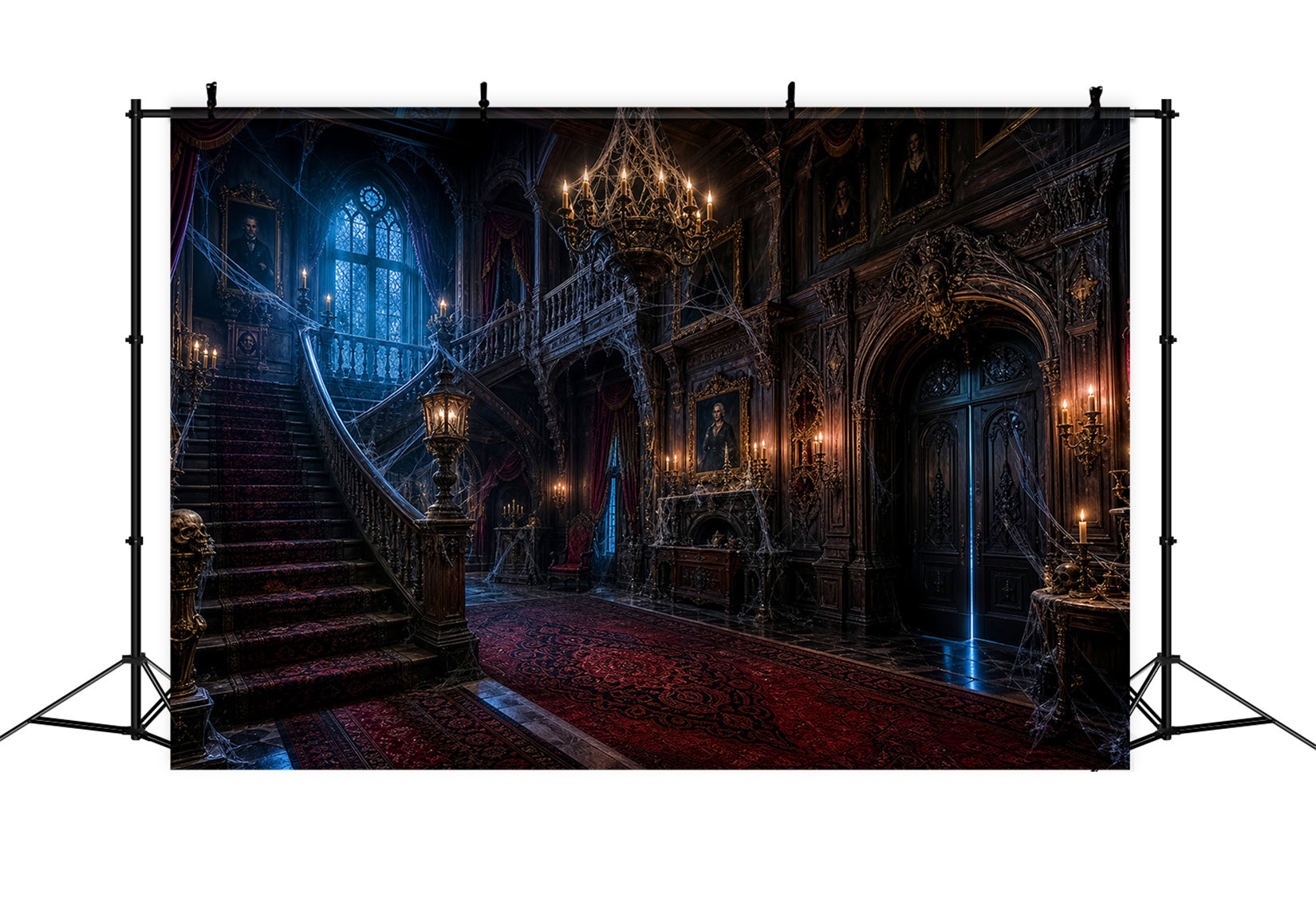Haunted House Photo Backdrop Cobweb Gothic Manor Hall Halloween Photo Backdrop Ideas UK LXX67-229