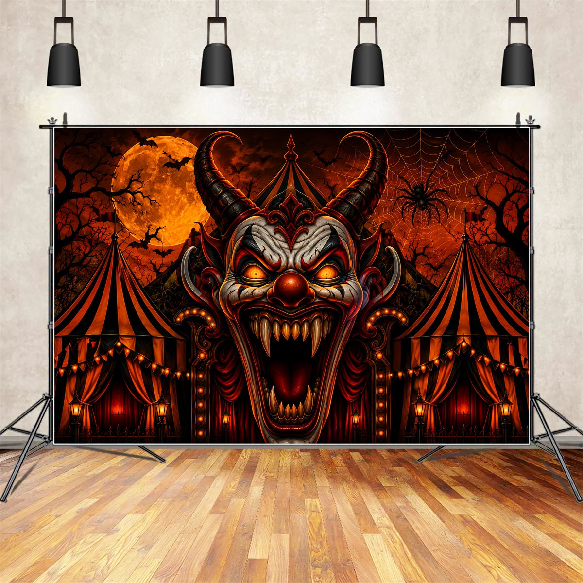 Creepy Circus Backdrop Demonic Clown Carnival Gateway Scary Halloween Backdrop UK LXX67-237