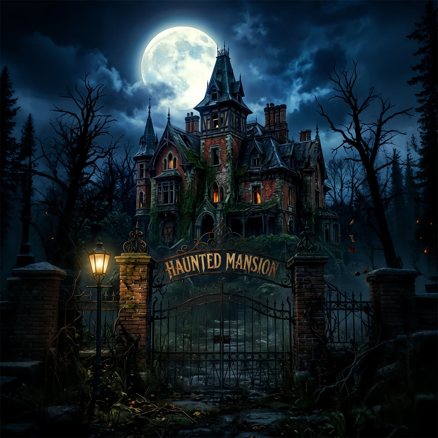Skull Backdrop Moonlit Haunted Mansion Gate Disney Haunted Mansion Backdrop UK LXX67-242