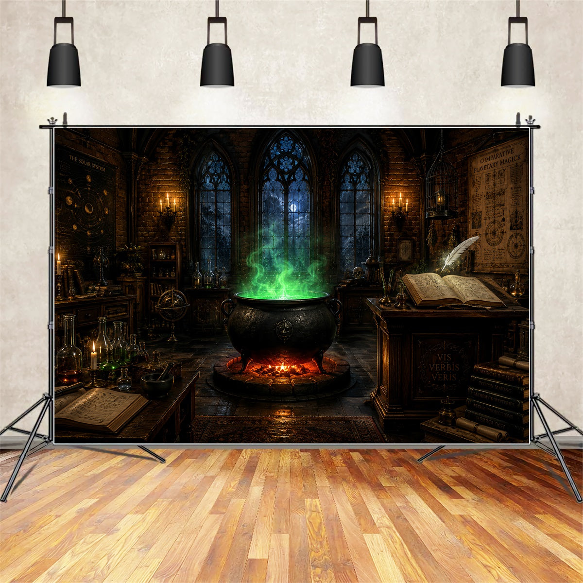 Spooky Castle Backdrop Emerald Cauldron Magic Classroom Magical Backdrop UK LXX67-244