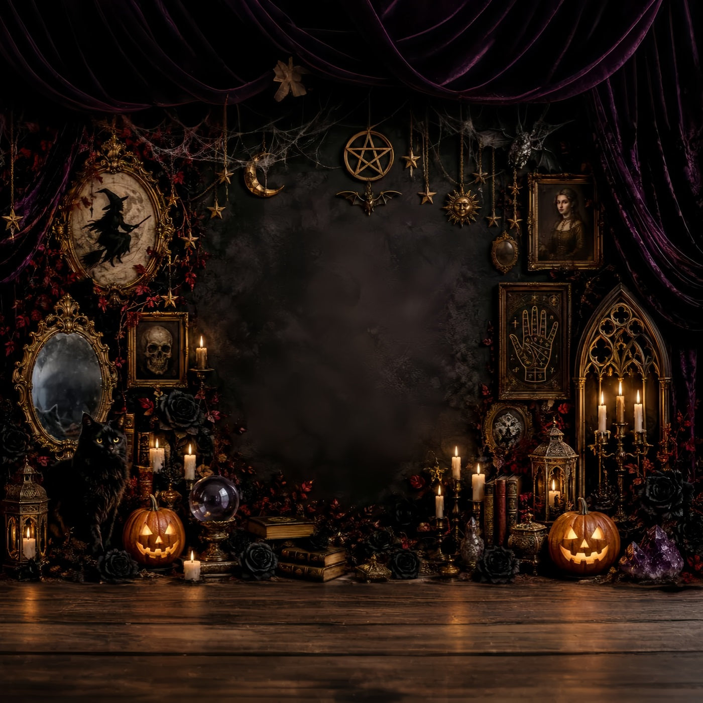 Witches Backdrop Gothic Occult Cat Altar Magic Backdrops UK LXX67-251