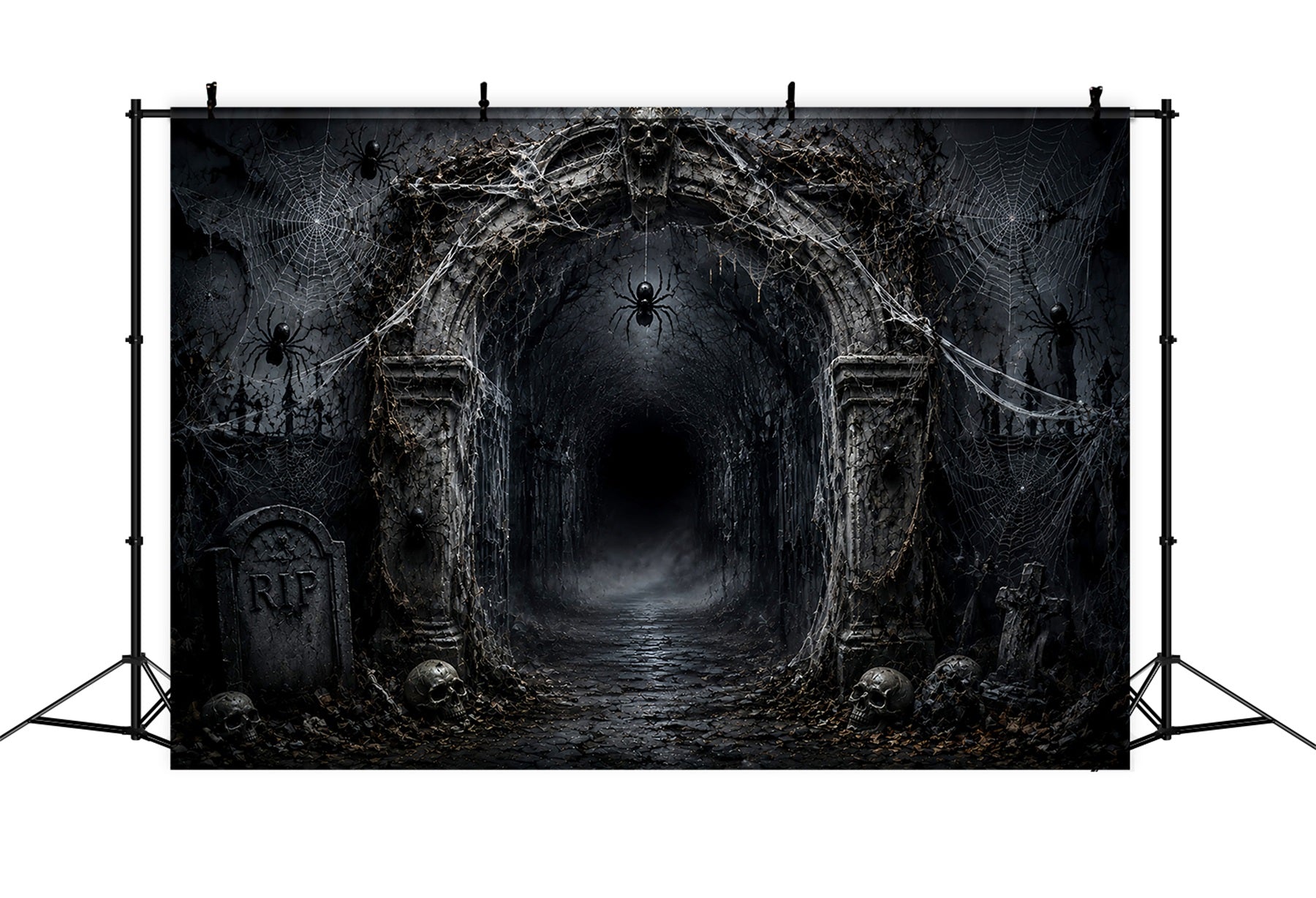 Halloween Balloon Backdrop Cobweb Graveyard Arch Spiders Halloween Themed Backdrop UK LXX67-32