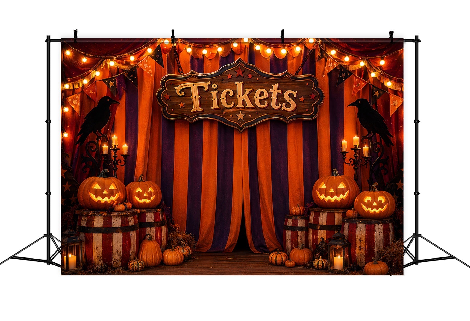 Halloween Backdrops For Pictures Pumpkin Carnival Ticket Booth Halloween Circus Backdrop UK LXX67-42