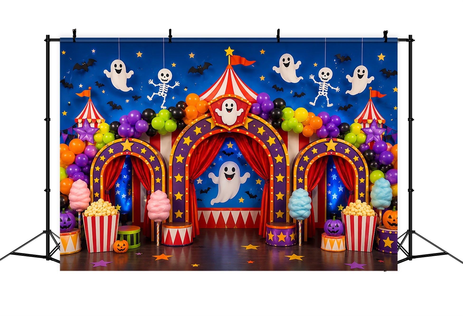 Halloween Carnival Backdrop Colorful Ghost Circus Party DIY Halloween Backdrop UK LXX67-43