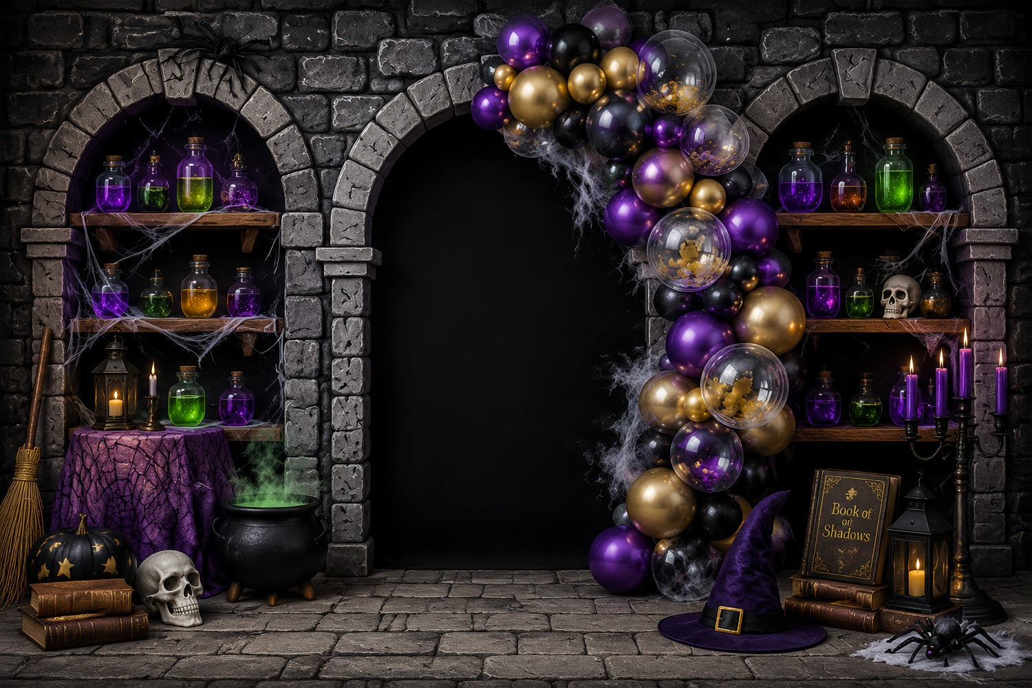 DIY Halloween Photo Booth Backdrop Witch Potion Balloon Arch 10x10 Halloween Backdrop UK LXX67-45