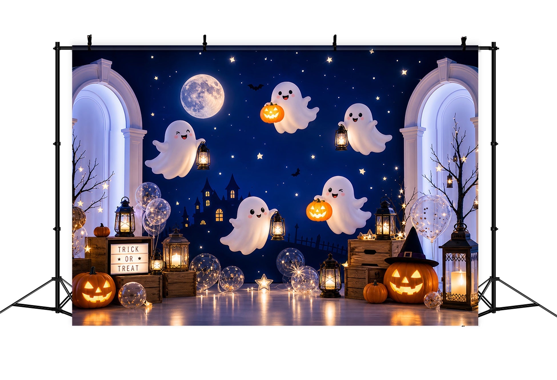 Halloween Themed Backdrops Ghosts Pumpkins Lantern Arches Halloween Backdrop Ideas UK LXX67-5