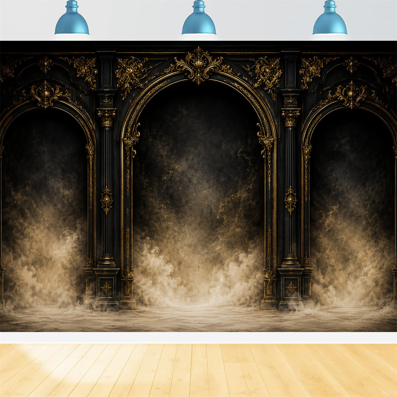 Simple Halloween Backdrop Gothic Golden Archway Columns Extra Large Halloween Backdrop UK LXX67-54