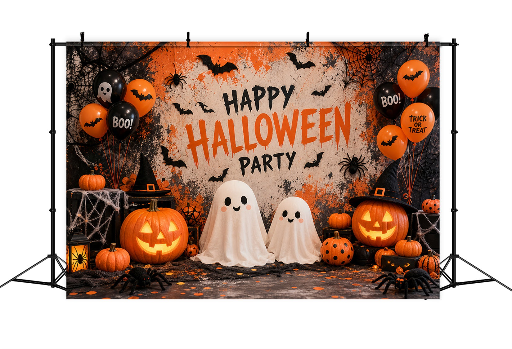 Halloween Party Picture Backdrop Ghost Pumpkin Balloon Decor Halloween Backdrop UK LXX67-57