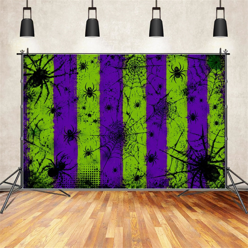 Halloween Backdrop Photo Booth Neon Spider Web Stripes Backdrops Halloween UK LXX67-90