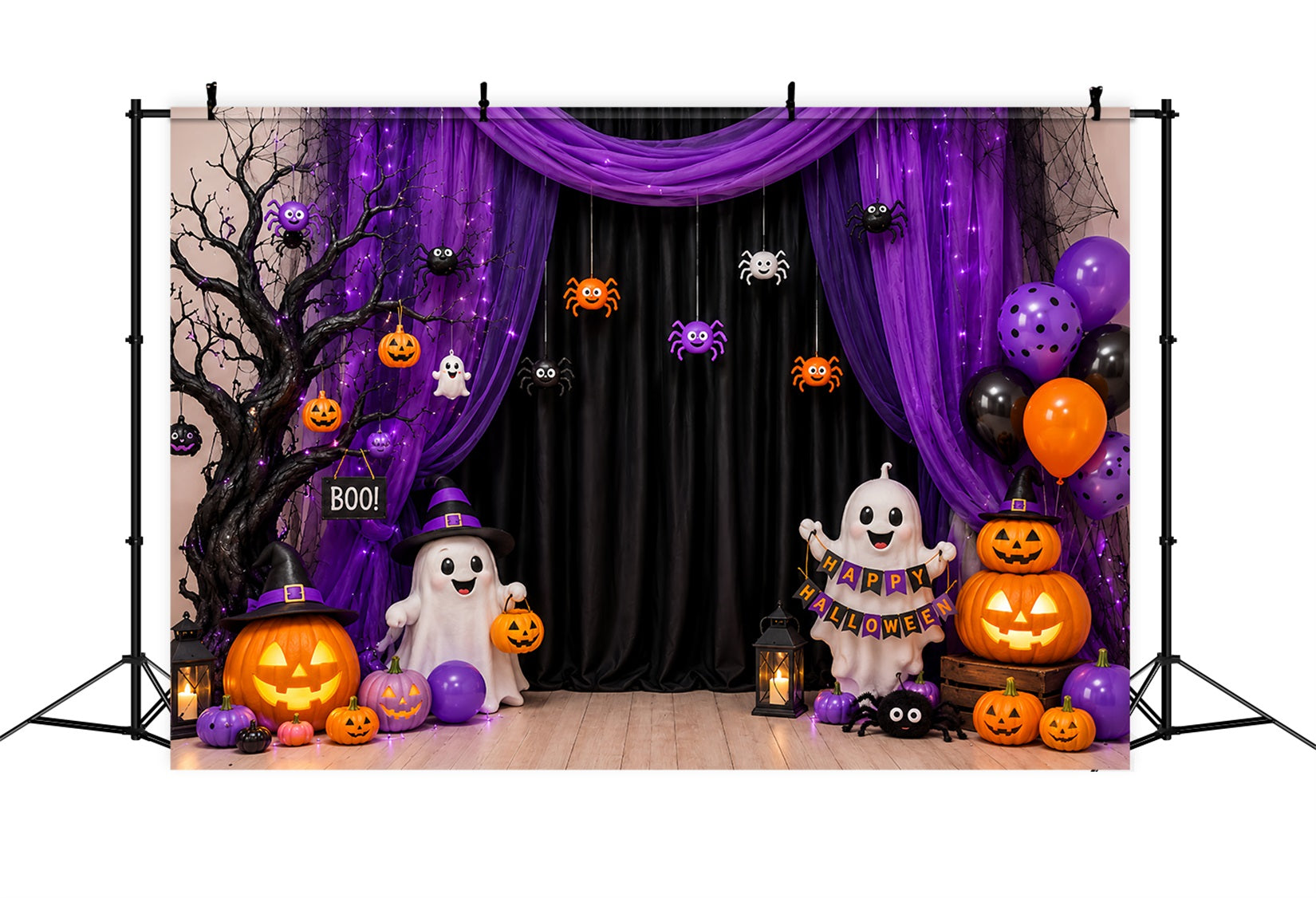 DIY Halloween Photo Booth Backdrop Purple Ghost Party Curtain 10x10 Halloween Backdrop UK LXX67-97