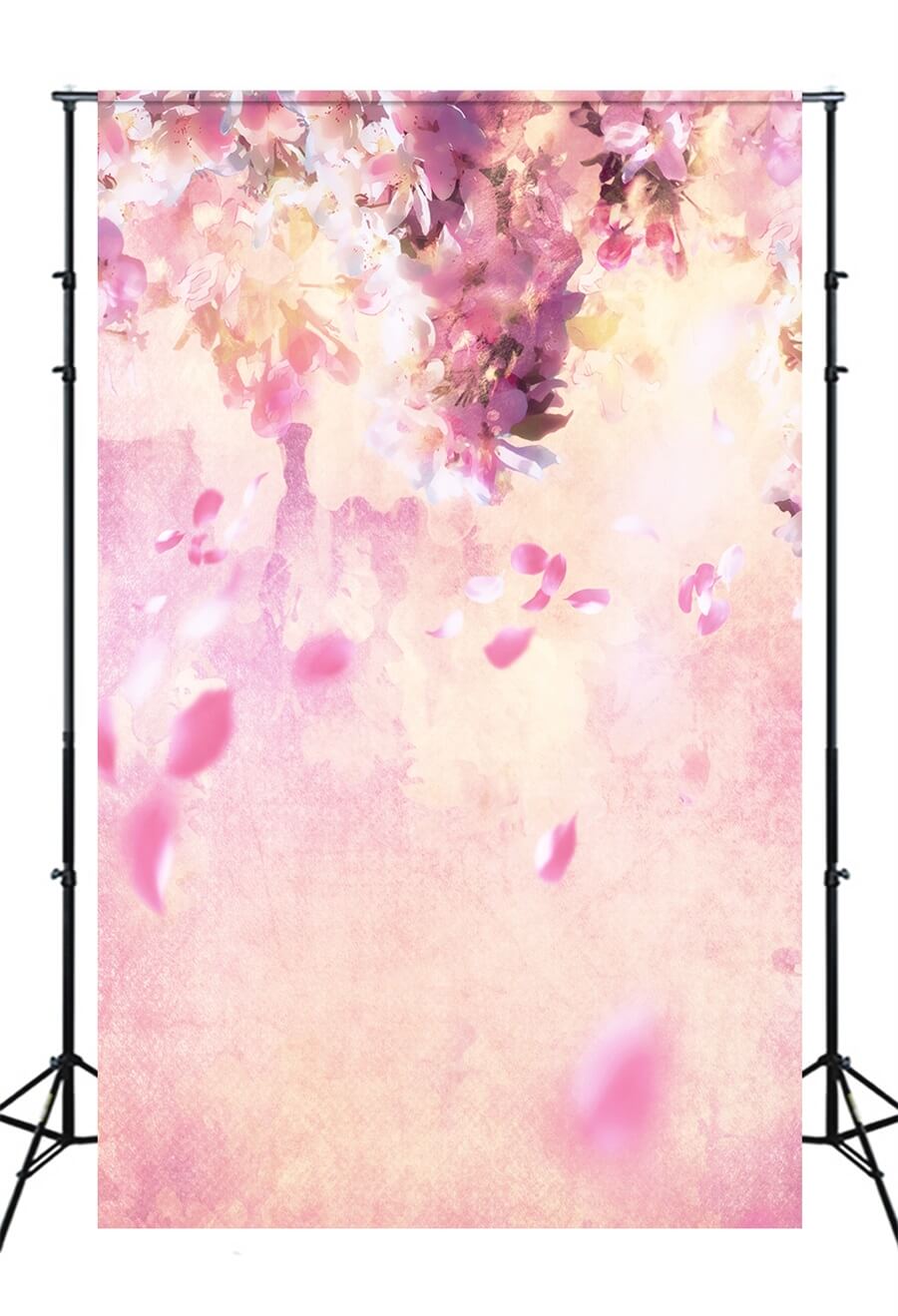 Oil Painting Dreamy Pink Flower Tree Petals Falling Backdrop M12-33