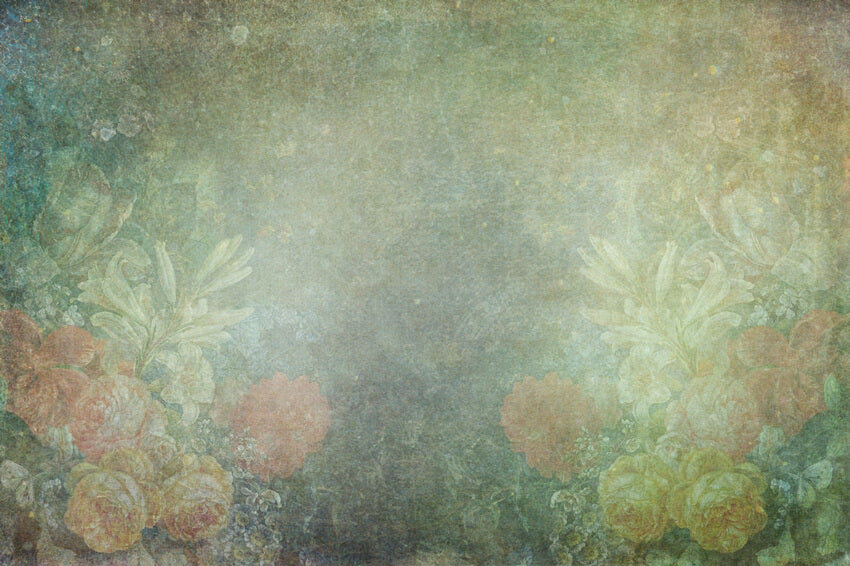 Vintage Green Abstract Flower Art Backdrop UK M6-111