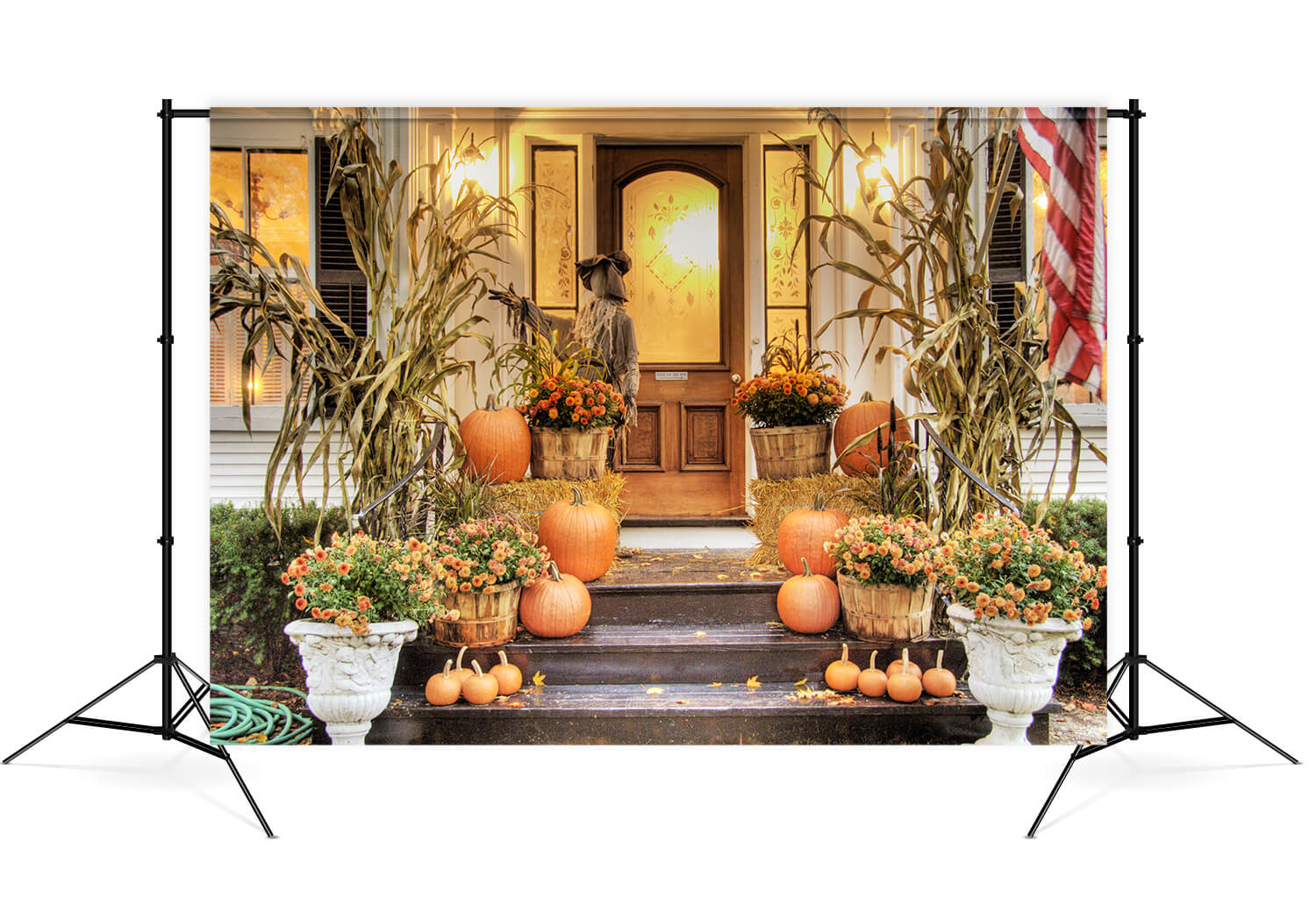 Thanksgiving Pumpkins Crops Straw Backdrop UK M8-11