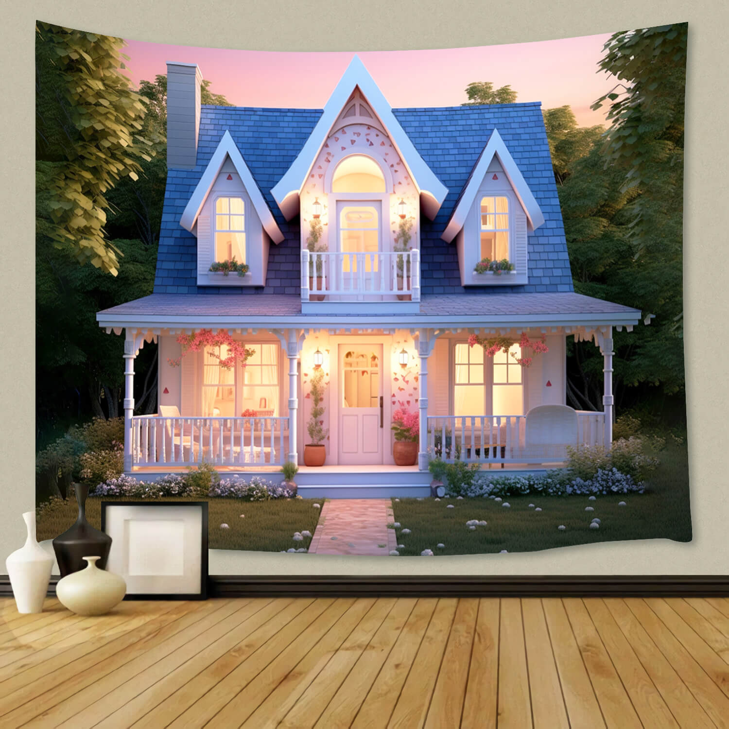 Fashion Doll Fantasy House Lights Backdrop UK M8-37