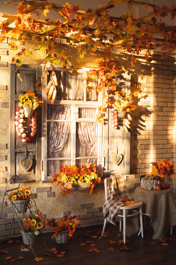 Autumn Thanksgiving Rural House Yard Backdrop UK M8-55