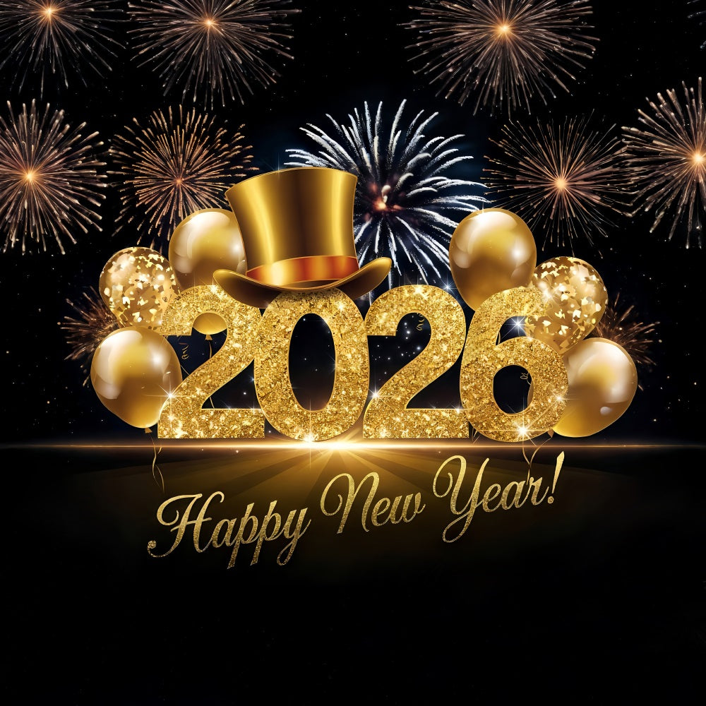 Happy New Year Photo Backdrop Glitter Balloons Festive Cheers New Year Backdrop UK MRR10-12