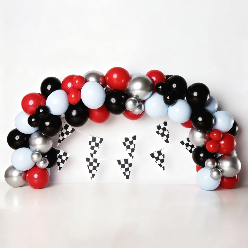 Cake Smash Backdrops Race Car Balloon Arch Birthday Backdrop UK MRR10-21