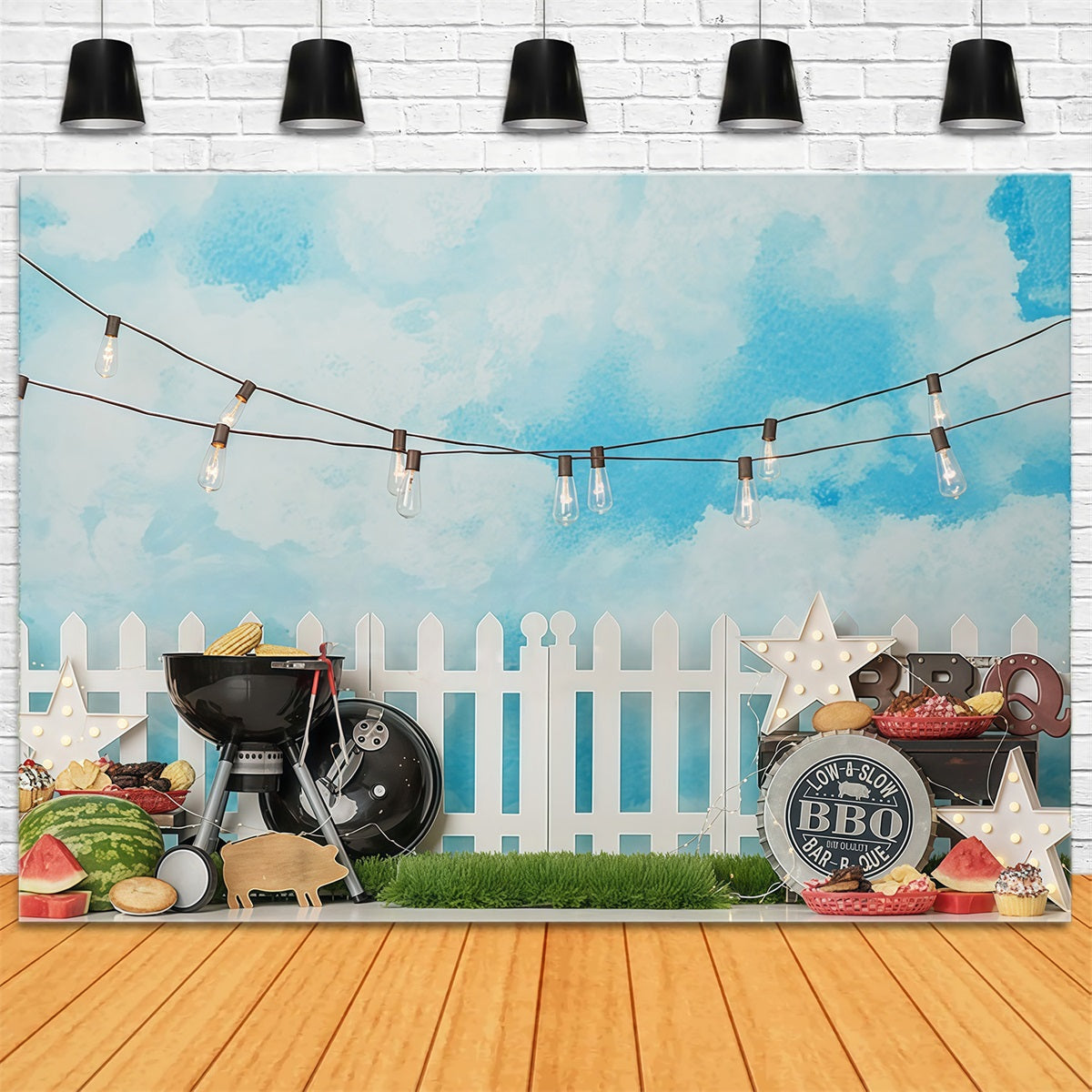 Newborn Backdrop BBQ Party Fairy Lights Children Backdrops UK MRR10-22